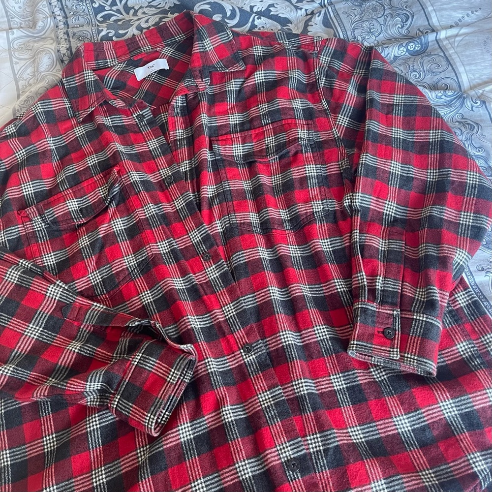 TNA Plaid Oversized Flannel Button Up Shirt